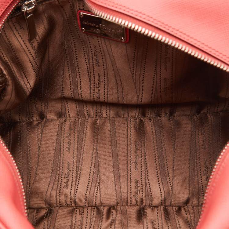 مملوكة مسبقًا Salvatore Ferragamo Coral Orange Leather Gancio Bowler Bag
