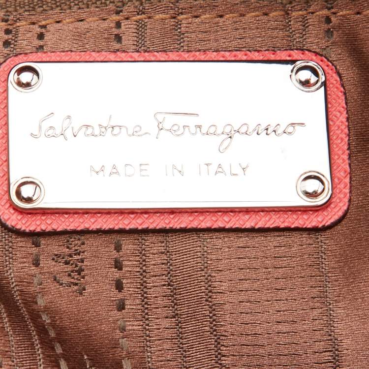 مملوكة مسبقًا Salvatore Ferragamo Coral Orange Leather Gancio Bowler Bag