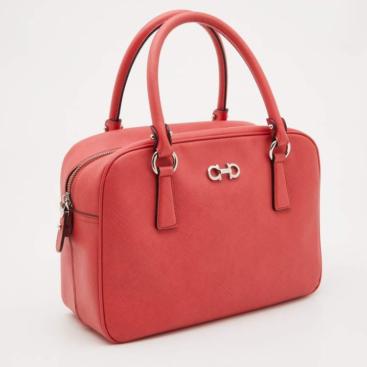 مملوكة مسبقًا Salvatore Ferragamo Coral Orange Leather Gancio Bowler Bag