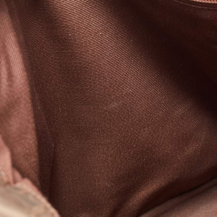 Pre Owned Salvatore Ferragamo Brown/Beige Jacquard Fabric and Leather Tote