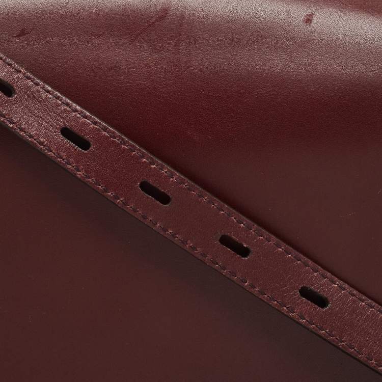 Pre Owned Salvatore Ferragamo Purple Leather Flap Crossbody Bag