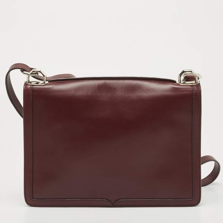 Pre Owned Salvatore Ferragamo Purple Leather Flap Crossbody Bag