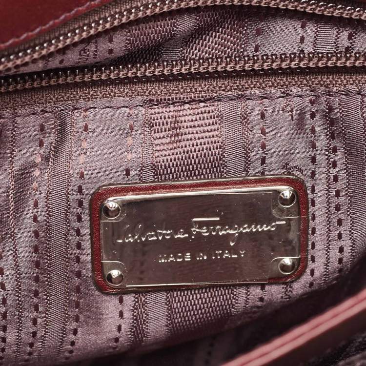 Pre Owned Salvatore Ferragamo Purple Leather Flap Crossbody Bag
