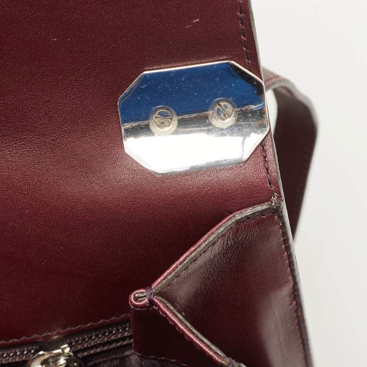 Pre Owned Salvatore Ferragamo Purple Leather Flap Crossbody Bag