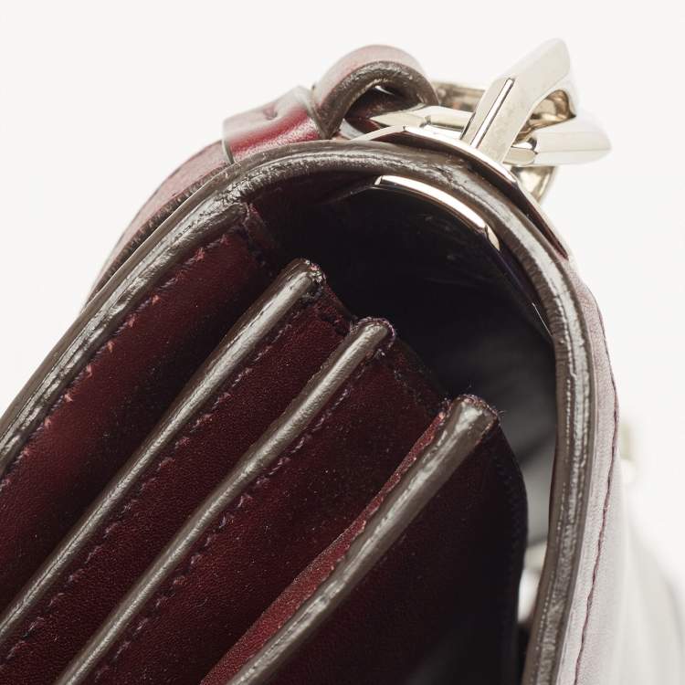 Pre Owned Salvatore Ferragamo Purple Leather Flap Crossbody Bag