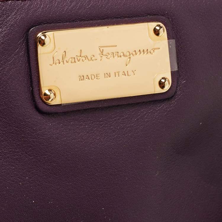 Pre Owned Salvatore Ferragamo Purple Leather Sookie Satchel