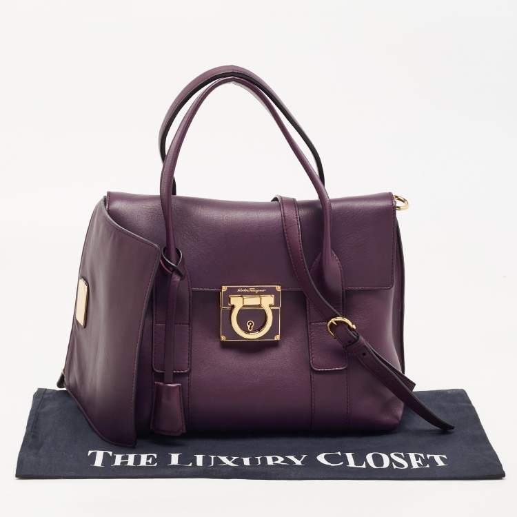 Pre Owned Salvatore Ferragamo Purple Leather Sookie Satchel