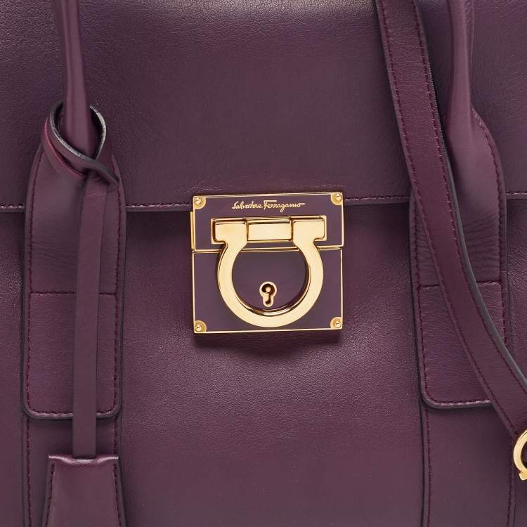 Pre Owned Salvatore Ferragamo Purple Leather Sookie Satchel