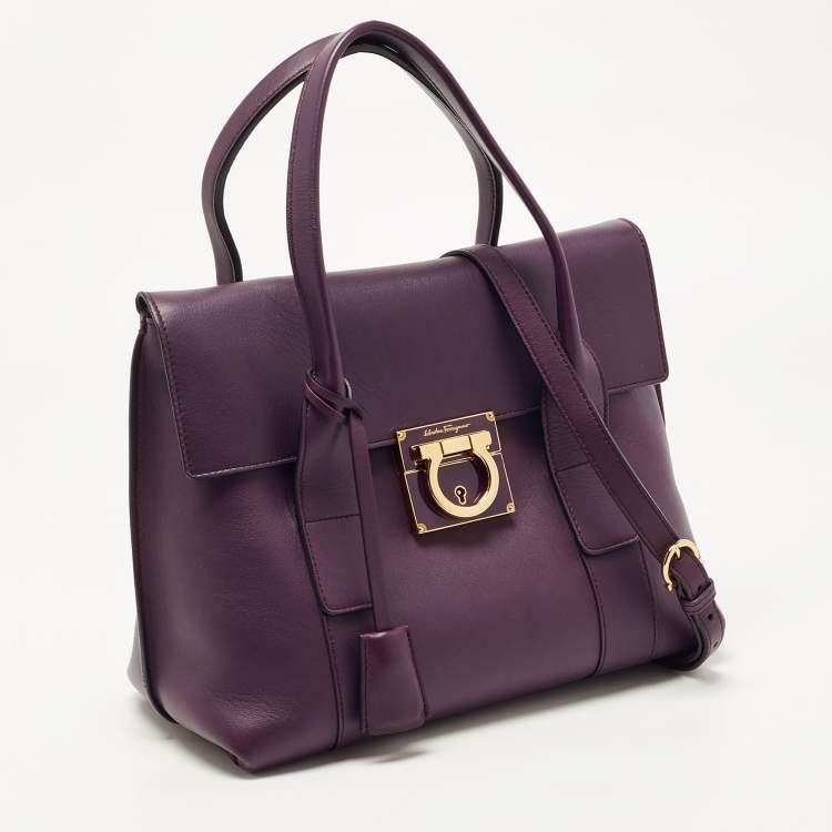 Pre Owned Salvatore Ferragamo Purple Leather Sookie Satchel