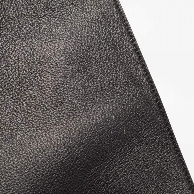 Pre Owned Salvatore Ferragamo Black Leather Logo Embossed Tote