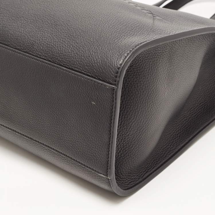 Pre Owned Salvatore Ferragamo Black Leather Logo Embossed Tote
