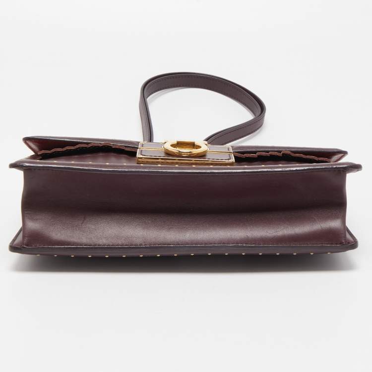 Pre Owned Salvatore Ferragamo Burgundy Leather Grommets Aileen Top Handle Bag