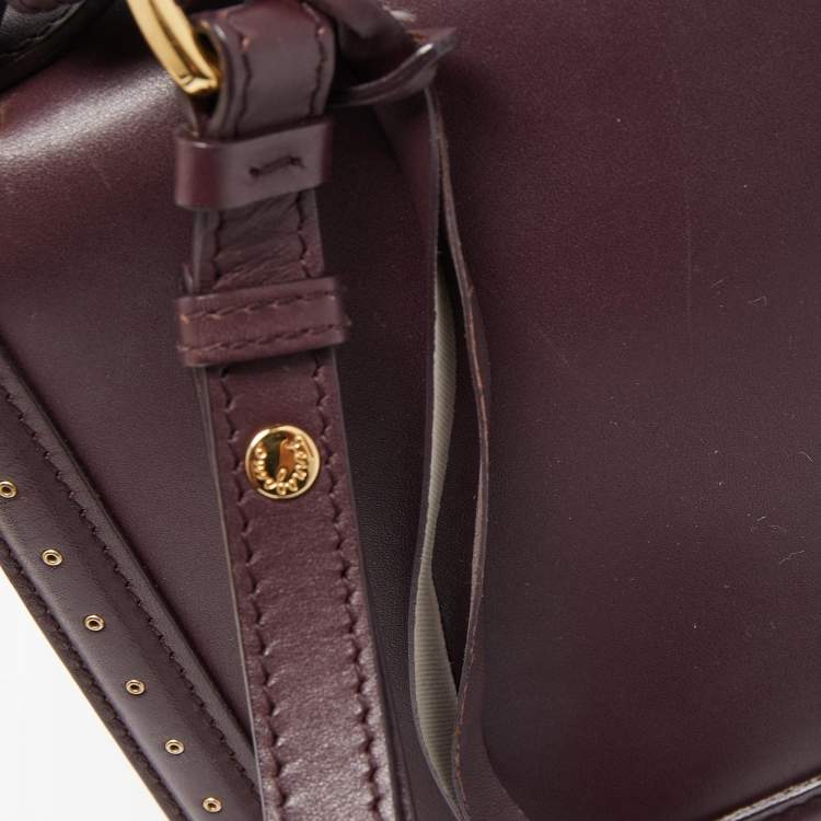 Pre Owned Salvatore Ferragamo Burgundy Leather Grommets Aileen Top Handle Bag