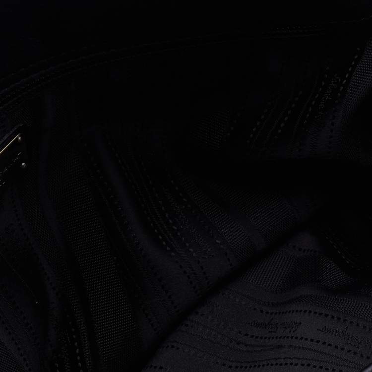 Pre Owned Salvatore Ferragamo Black Leather Whipstitch Gancini Tote