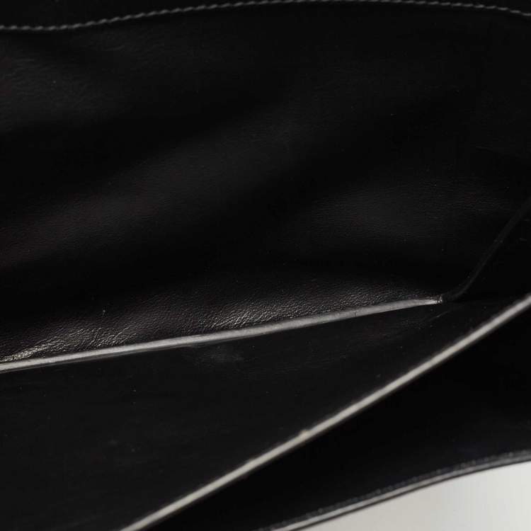 Pre Owned Salvatore Ferragamo Black Leather Gancini Flap Shoulder Bag