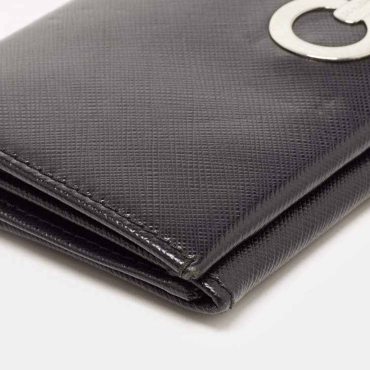 Pre Owned Salvatore Ferragamo Black Gancio Leather Continental Wallet