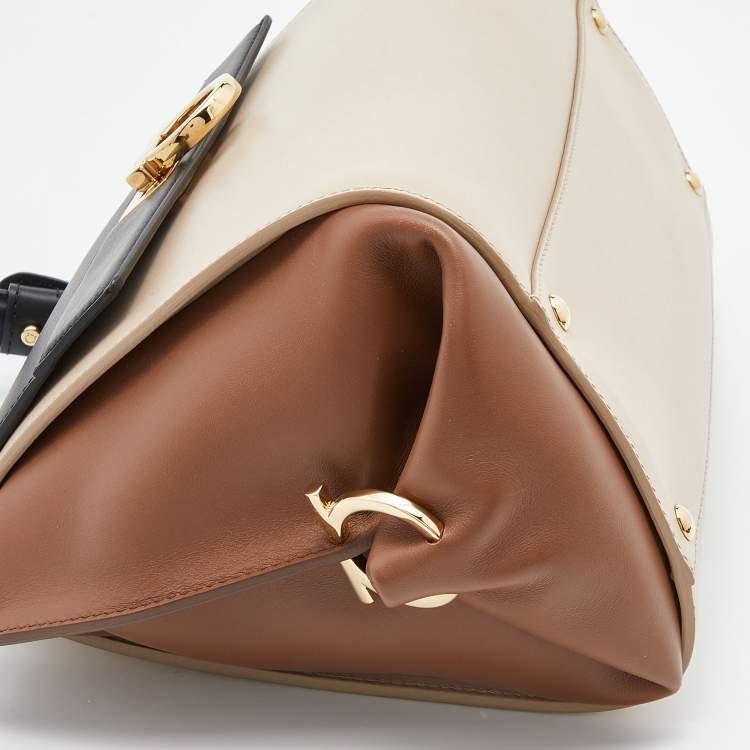 Pre Owned Salvatore Ferragamo Tri Color Leather Medium Sofia Top Handle Bag