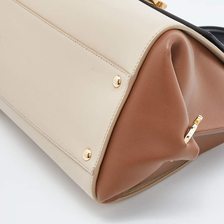 Pre Owned Salvatore Ferragamo Tri Color Leather Medium Sofia Top Handle Bag
