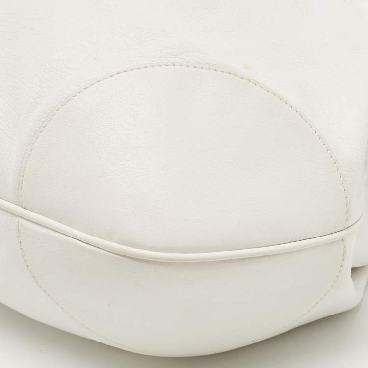 Pre Owned Salvatore Ferragamo White Leather Marisa Shoulder Bag