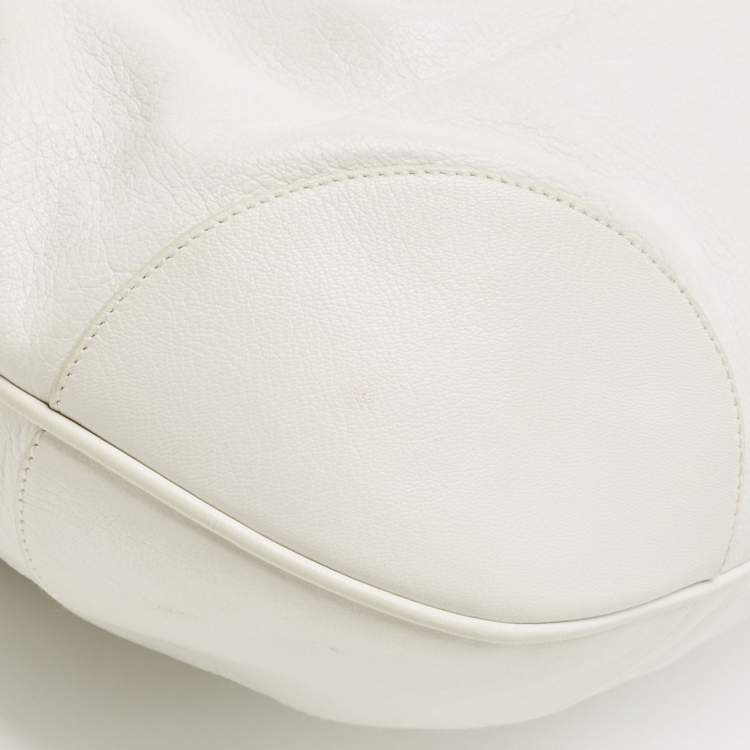Pre Owned Salvatore Ferragamo White Leather Marisa Shoulder Bag