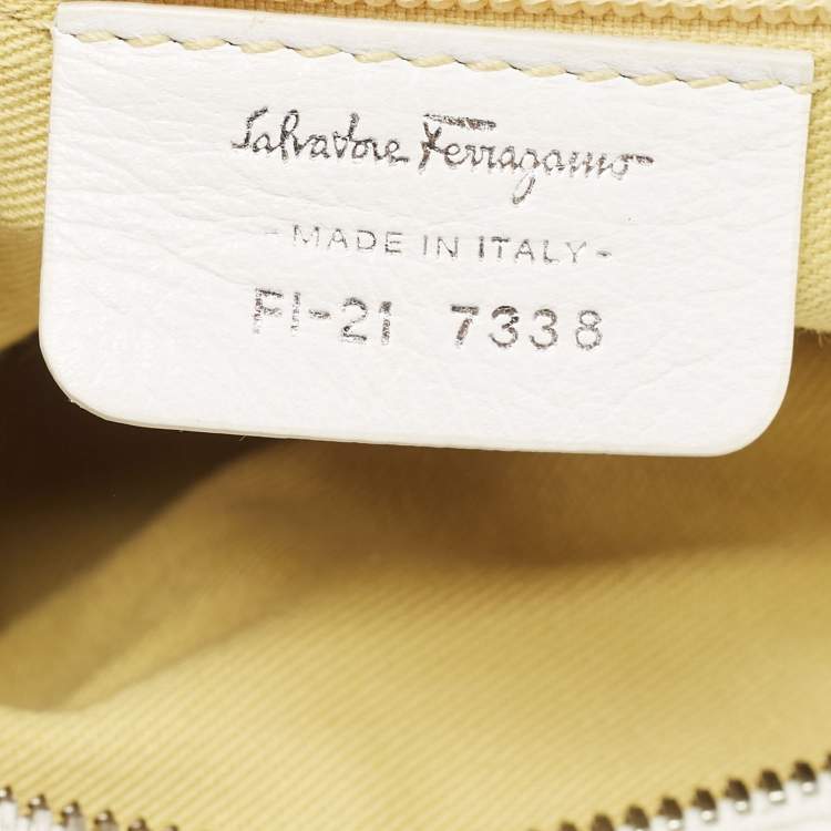Pre Owned Salvatore Ferragamo White Leather Marisa Shoulder Bag