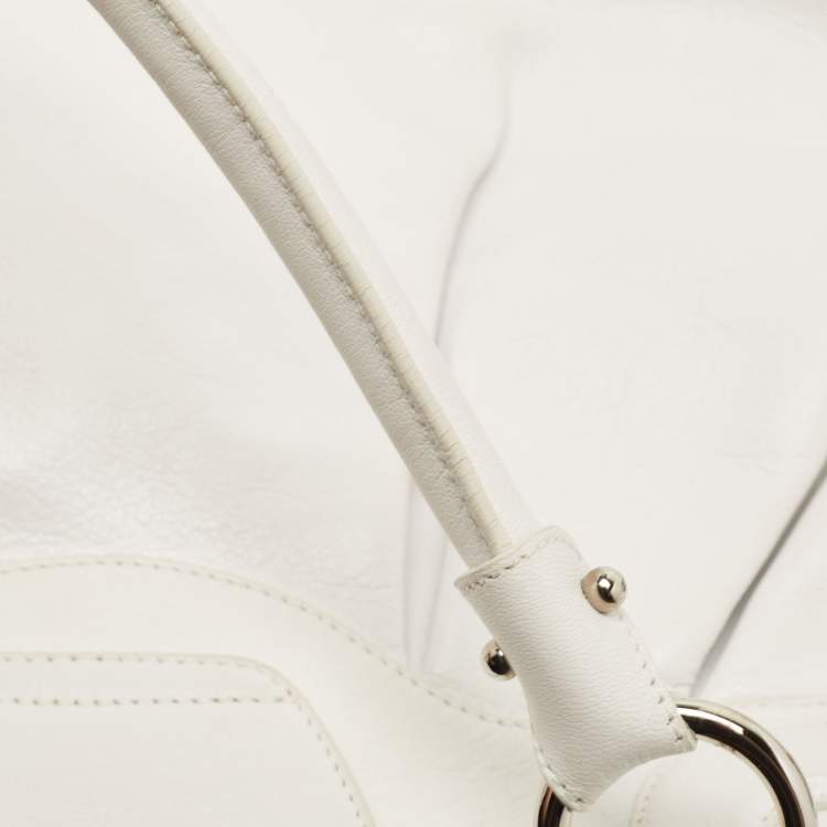 Pre Owned Salvatore Ferragamo White Leather Marisa Shoulder Bag