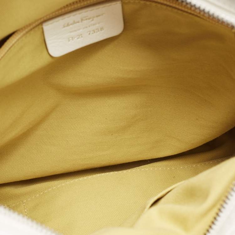 Pre Owned Salvatore Ferragamo White Leather Marisa Shoulder Bag