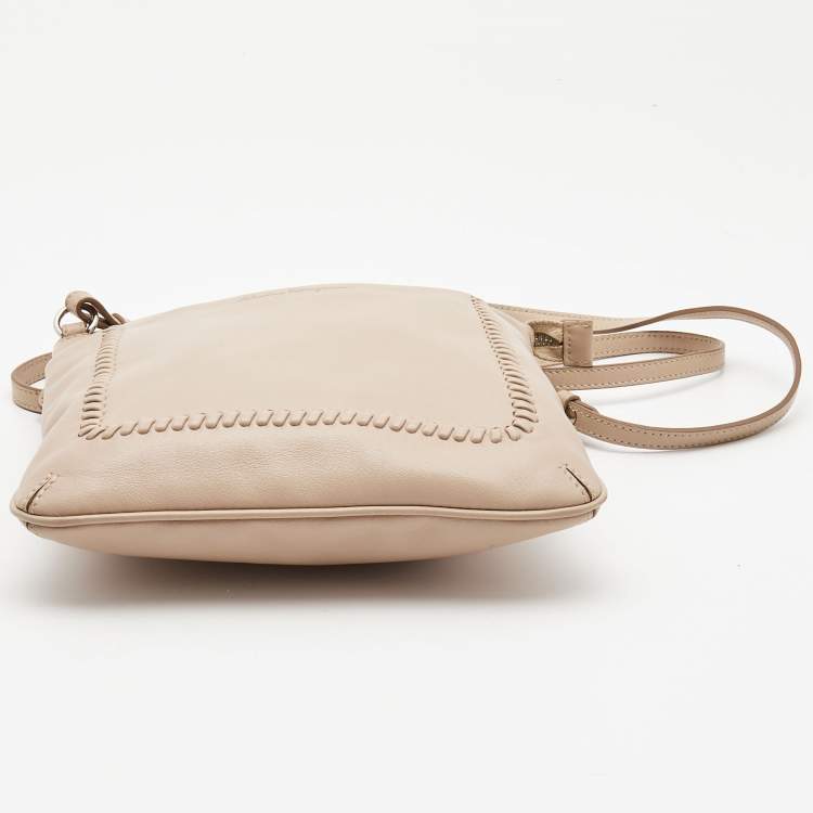 Pre Owned Salvatore Ferragamo Beige Leather Crossbody Bag
