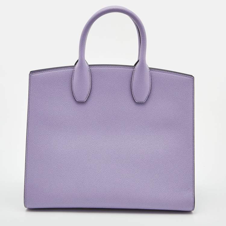 Pre Owned Salvatore Ferragamo Purple Leather Medium Studio Tote