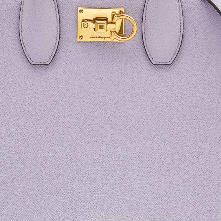 Pre Owned Salvatore Ferragamo Purple Leather Medium Studio Tote
