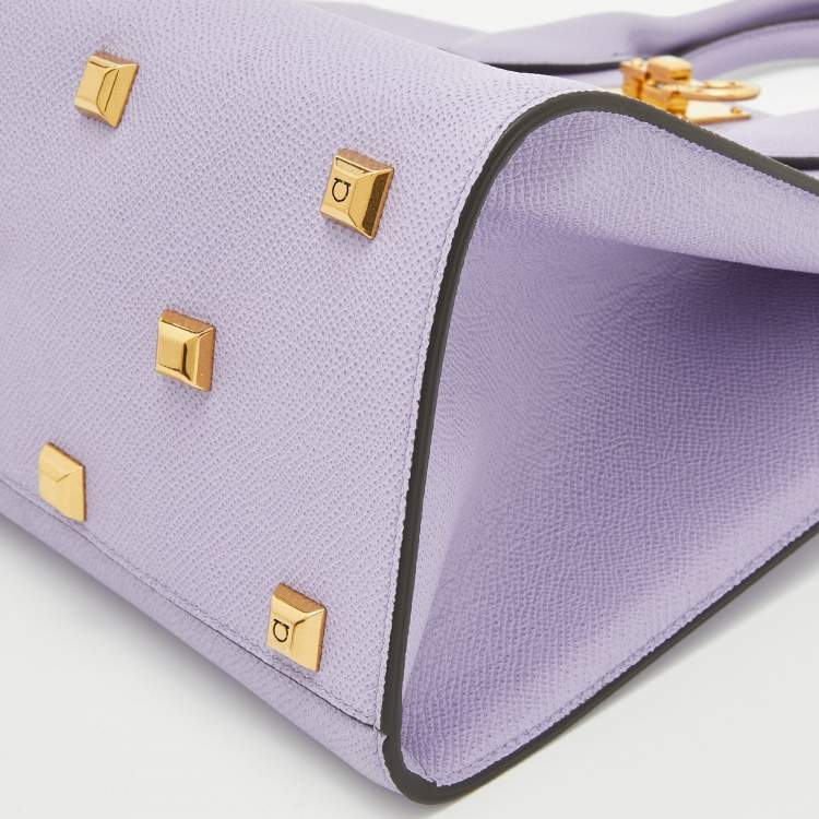 Pre Owned Salvatore Ferragamo Purple Leather Medium Studio Tote