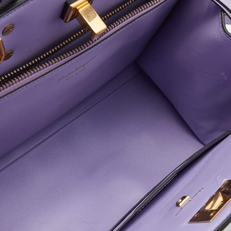 Pre Owned Salvatore Ferragamo Purple Leather Medium Studio Tote