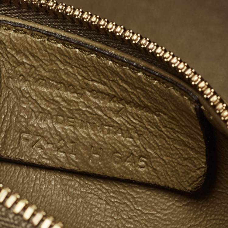 Pre Owned Salvatore Ferragamo Olive Green Leather Medium Boxyz Top Handle Bag