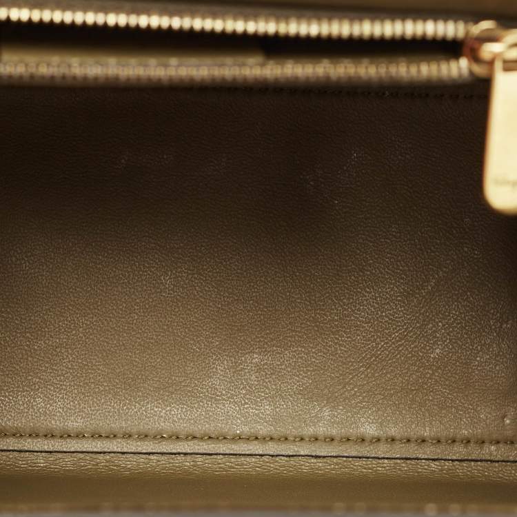 Pre Owned Salvatore Ferragamo Olive Green Leather Medium Boxyz Top Handle Bag