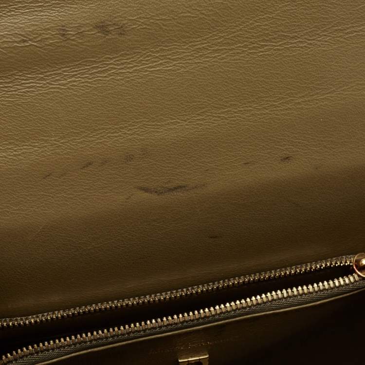 Pre Owned Salvatore Ferragamo Olive Green Leather Medium Boxyz Top Handle Bag