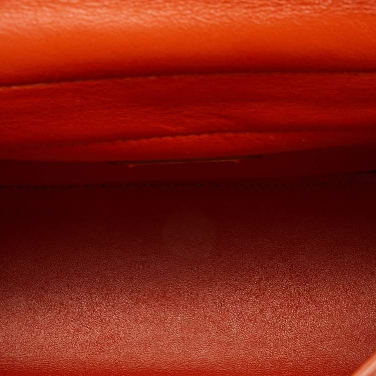Pre Owned Salvatore Ferragamo Two Tone Orange Leather Small Sofia Top Handle Bag