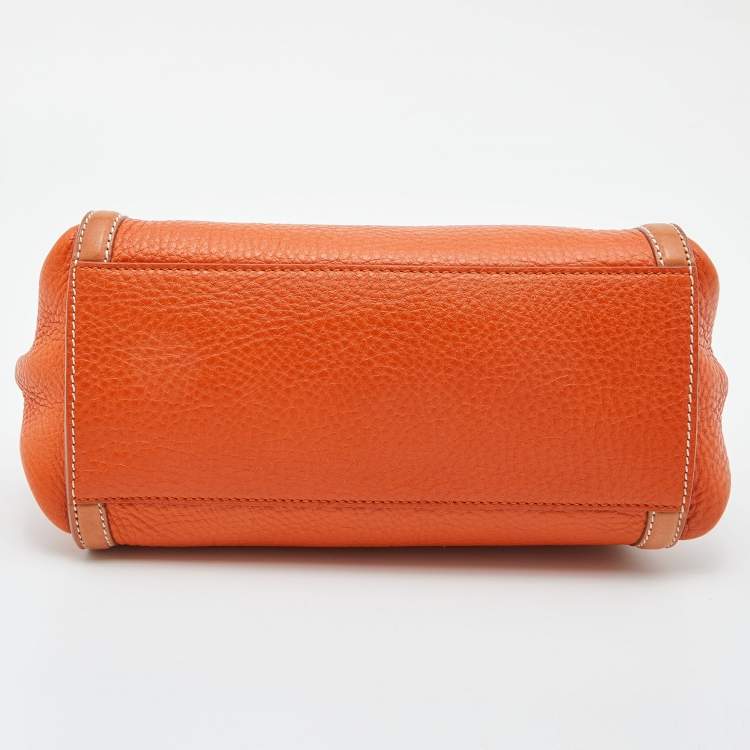 Pre Owned Salvatore Ferragamo Two Tone Orange Leather Small Sofia Top Handle Bag