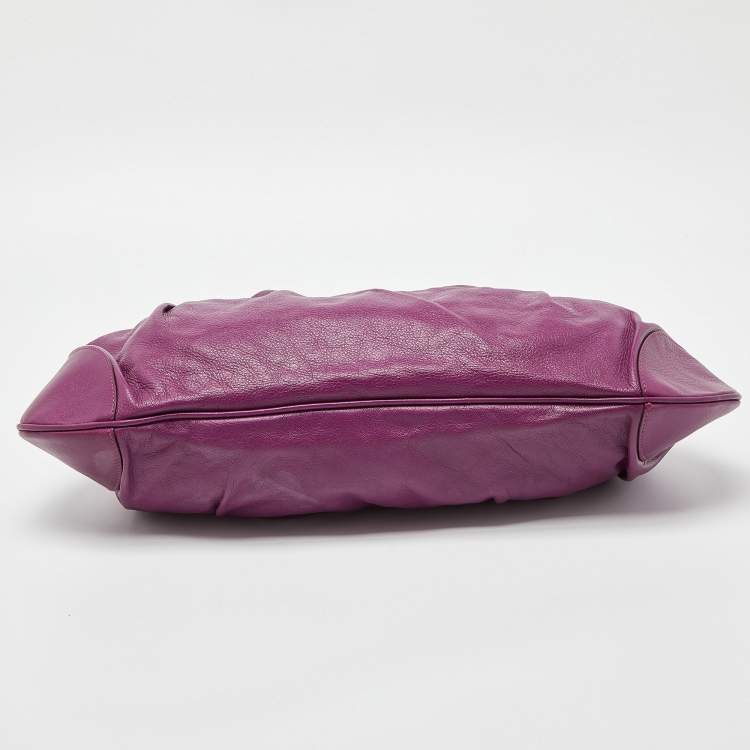 Pre Owned Salvatore Ferragamo Purple Leather Marisa Shoulder Bag