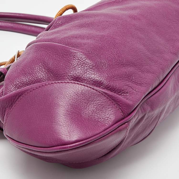 Pre Owned Salvatore Ferragamo Purple Leather Marisa Shoulder Bag