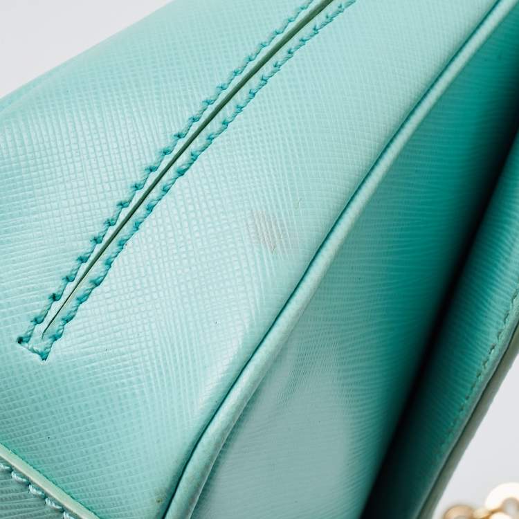 Pre Owned Salvatore Ferragamo Mint Green Leather Gancini Chain Bag
