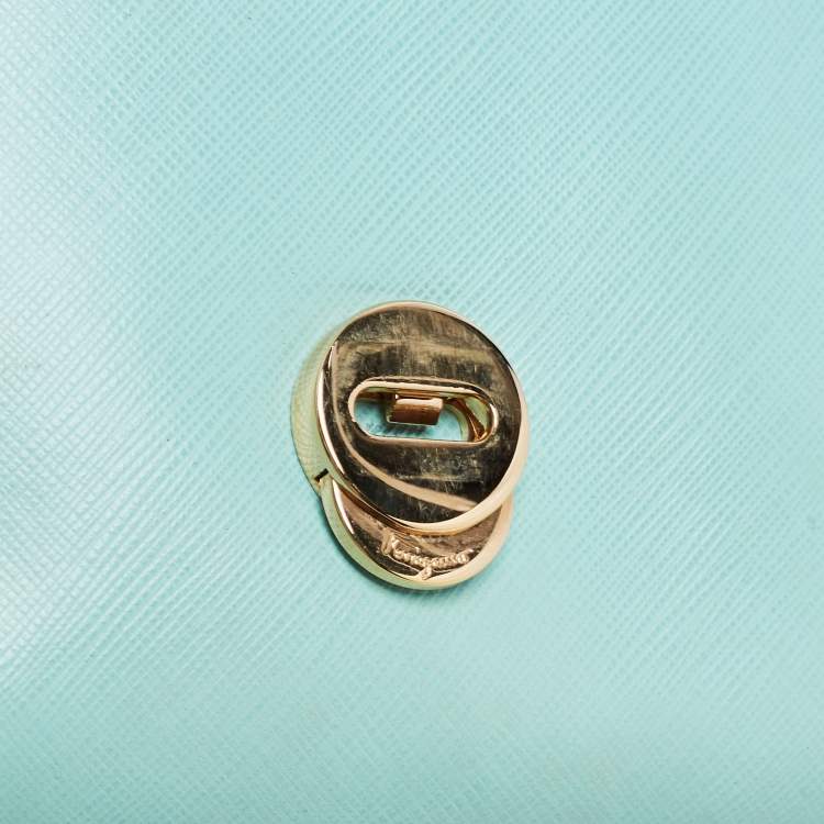 Pre Owned Salvatore Ferragamo Mint Green Leather Gancini Chain Bag