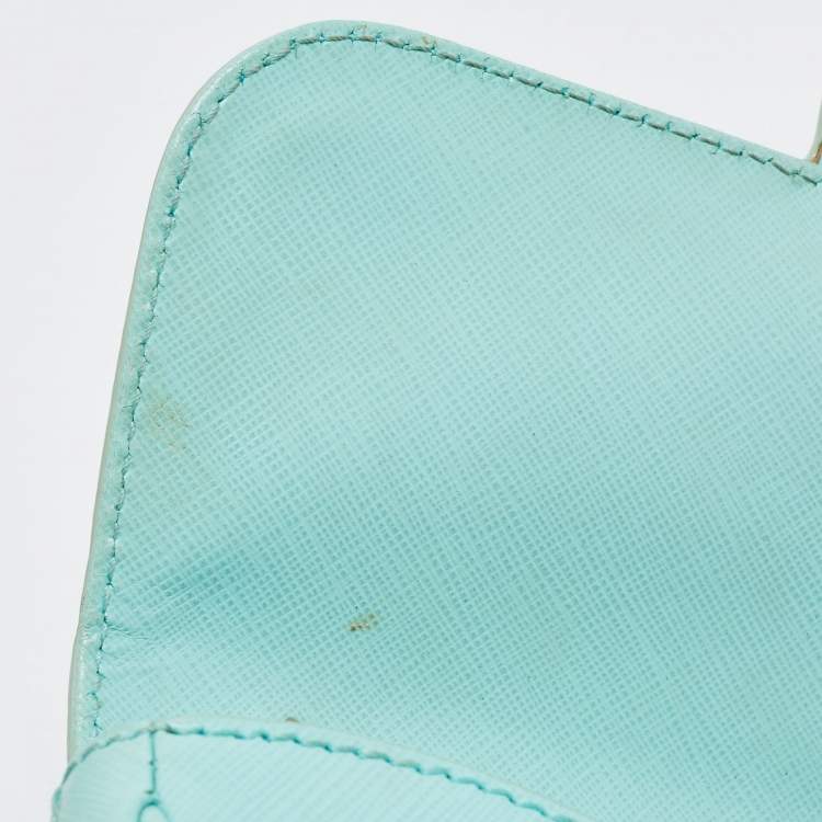 Pre Owned Salvatore Ferragamo Mint Green Leather Gancini Chain Bag