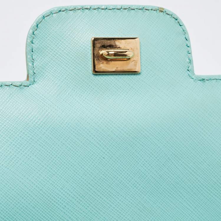 Pre Owned Salvatore Ferragamo Mint Green Leather Gancini Chain Bag