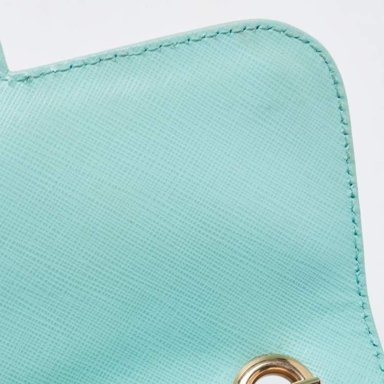 Pre Owned Salvatore Ferragamo Mint Green Leather Gancini Chain Bag