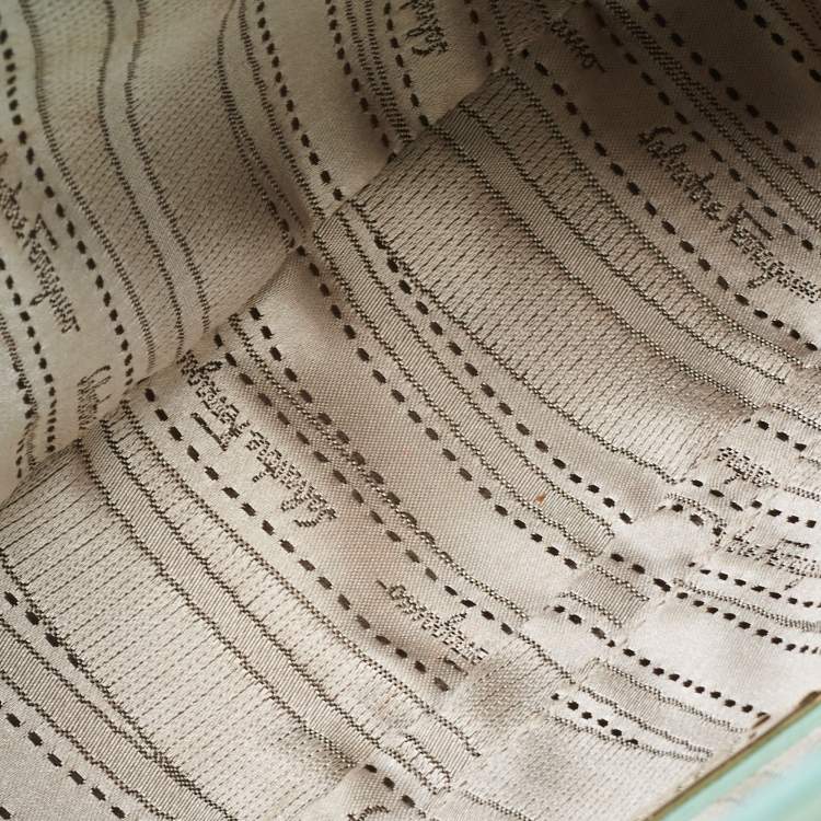 Pre Owned Salvatore Ferragamo Mint Green Leather Gancini Chain Bag