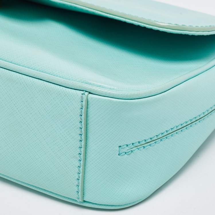 Pre Owned Salvatore Ferragamo Mint Green Leather Gancini Chain Bag