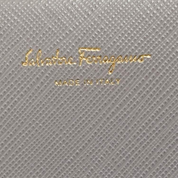 Pre Owned Salvatore Ferragamo Grey Leather Gancini Wallet On Chain