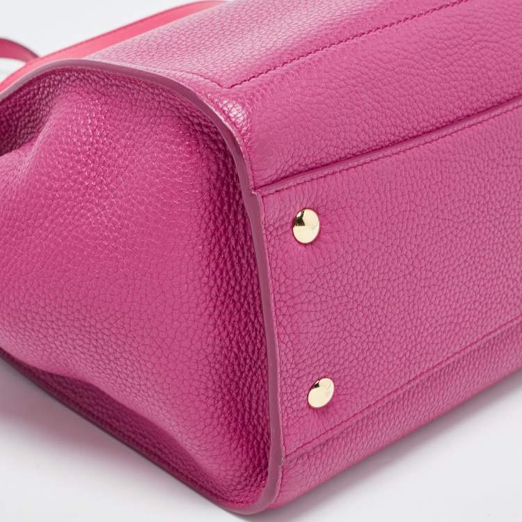 Pre Owned Salvatore Ferragamo Magenta Leather Small Amy Tote