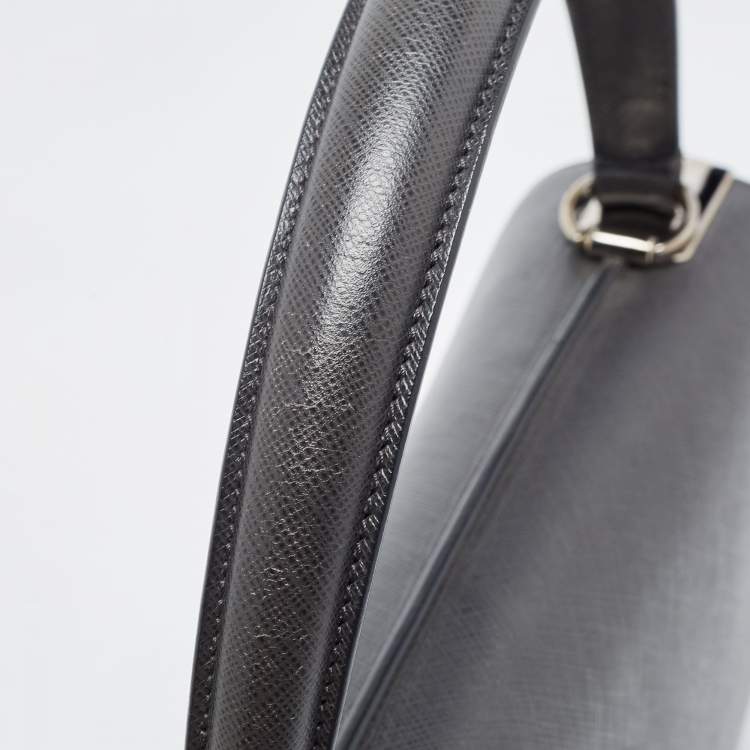 Pre Owned Salvatore Ferragamo Dark Grey Gancini Flap Top Handle Bag