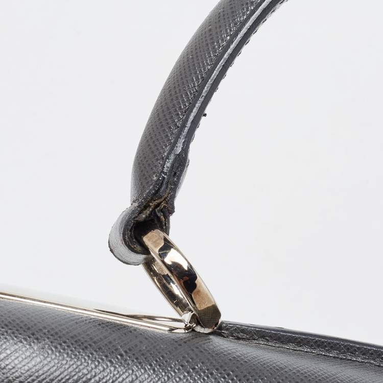 Pre Owned Salvatore Ferragamo Dark Grey Gancini Flap Top Handle Bag
